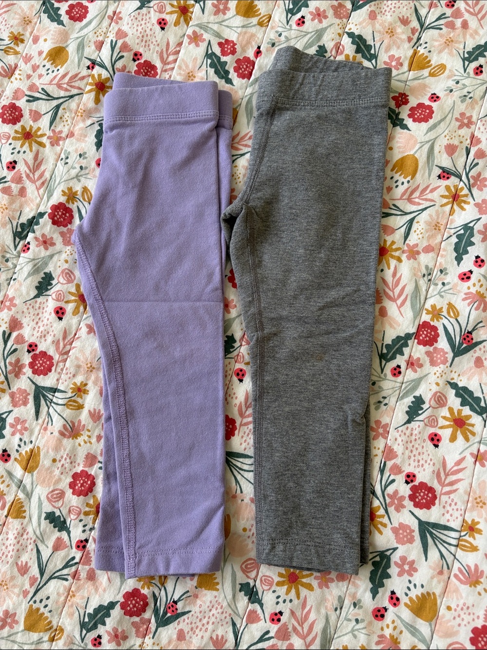 Primary.Com Lavender and Gray Kids Stretch Leggings Duo